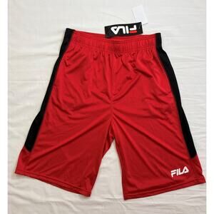 Fila Athletic Shorts Boys X-Large (18) Space Dye Red w/Black Side Stripe